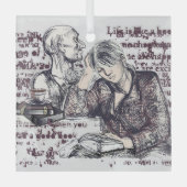 meisje leest boek glas ornament (Voorkant)