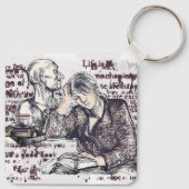 meisje leest boek sleutelhanger (Achterkant)