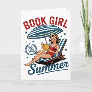 Meisje Leest Boek Zomer Grappige Strandvakantie Vo Kaart