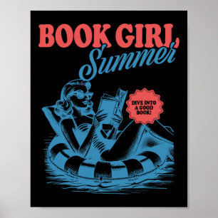 Meisje Leest Boek Zomer Grappige Strandvakantie Vo Poster