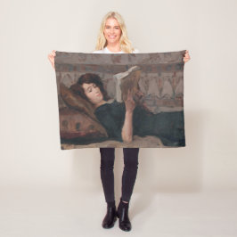 Meisje leest een boek (terugbrengen op een Divan) Fleece Deken