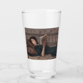 Meisje leest een boek (terugbrengen op een Divan) Glas