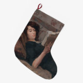 Meisje leest een boek (terugbrengen op een Divan) Grote Kerstsok (Voorkant (Hangend))
