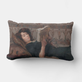 Meisje leest een boek (terugbrengen op een Divan) Kussen