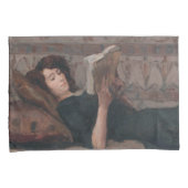 Meisje leest een boek (terugbrengen op een Divan) Kussensloop (Voorkant-Rechts)