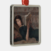 Meisje leest een boek (terugbrengen op een Divan) Metalen Ornament (Rechts)