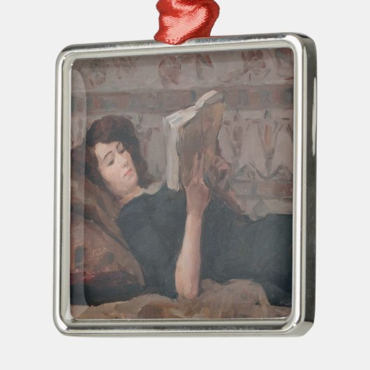 Meisje leest een boek (terugbrengen op een Divan) Metalen Ornament (Links)