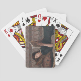 Meisje leest een boek (terugbrengen op een Divan) Pokerkaarten