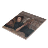 Meisje leest een boek (terugbrengen op een Divan) Tegeltje (Zijkant)