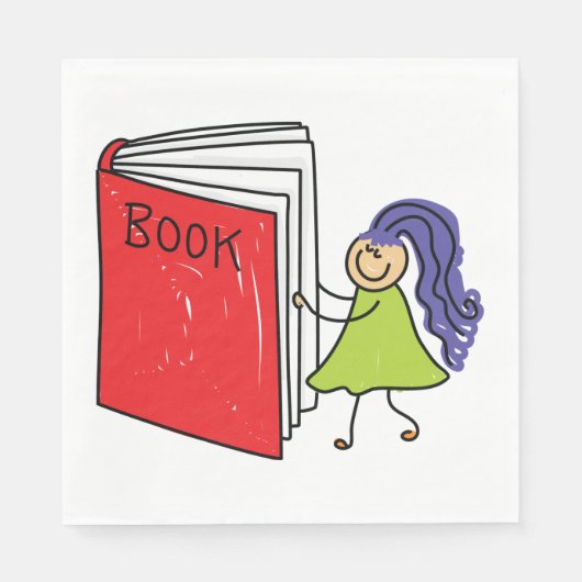 Meisje leest een boekenboek over servetten (Voorkant)