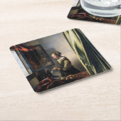 Meisje leest een brief bij het raam, Vermeer Kartonnen Onderzetters (Schuin)