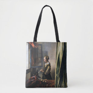 Meisje leest een brief bij het raam, Vermeer Tote Bag