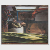 Meisje leest een brief in een open venster, Vermee Cadeaupapier (Vlak)