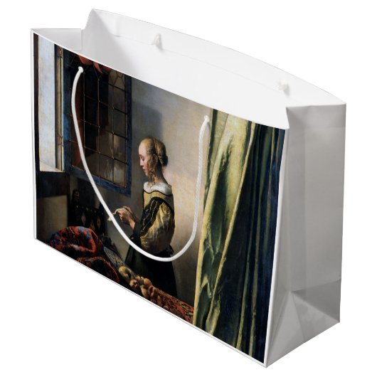 Meisje leest een brief in een open venster, Vermee Groot Cadeauzakje (Achterkant Gekanteld)