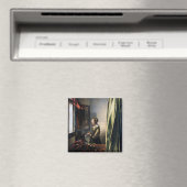 Meisje leest een brief in een open venster, Vermee Magneet (Insitu (Vaatwasser))