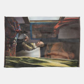 Meisje leest een brief in een open venster, Vermee Theedoek (Horizontaal)