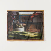 Meisje leest een brief in een open venster, Vermee Wandkleed (Voorkant (horizontaal))