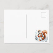 Meisje leest een verhaal voor aan een sneeuwpop feestdagenkaart (Achterkant)