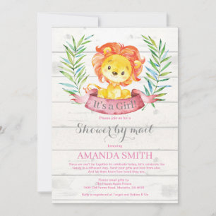 Meisje Leeuw Baby Shower uitnodiging per post