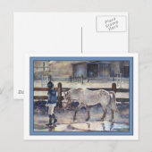 Meisje leidt haar Pony kunstwerk Briefkaart (Voorkant / Achterkant)