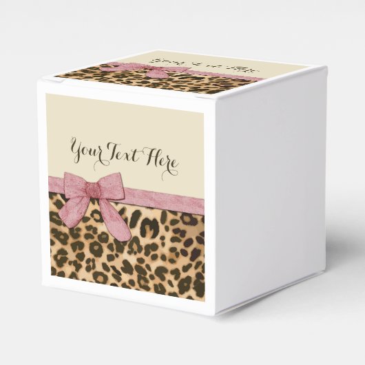Meisje Leopard Print Baby Roze Boog Bedankdoosjes (Voorkant Zijde)