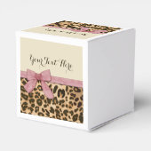 Meisje Leopard Print Baby Roze Boog Bedankdoosjes (Achterkant)