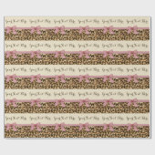 Meisje Leopard Print Baby Roze Boog Cadeaupapier (Vlak)