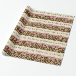 Meisje Leopard Print Baby Roze Boog Cadeaupapier