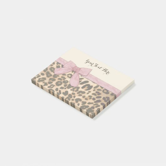 Meisje Leopard Print Baby Roze Boog Post-it® Notes (Schuin)