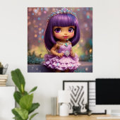 Meisje leuk prinses roze Tiara etnisch Poster (Thuiskantoor)