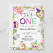 Meisje Leuke Baby Dieren Wild One Kaart (Voorkant)