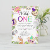 Meisje Leuke Baby Dieren Wild One Kaart (Staand voorkant)