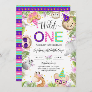 Meisje Leuke Baby Dieren Wild One Kaart
