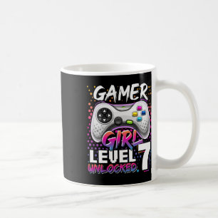 Meisje Level 7 Ontgrendeld Videogame 7e Verjaardag Koffiemok