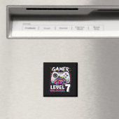 Meisje Level 7 Ontgrendeld Videogame 7e Verjaardag Magneet (Insitu (Vaatwasser))