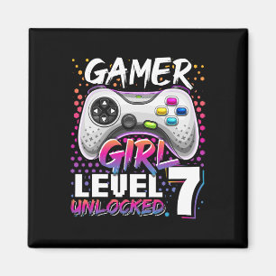 Meisje Level 7 Ontgrendeld Videogame 7e Verjaardag Magneet