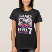 Meisje Level 7 Ontgrendeld Videogame 7e Verjaardag T-shirt (Voorkant)