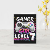 Meisje Level 7 Ontgrendeld Videospel 7e Verjaardag Kaart (Gele Bloem)