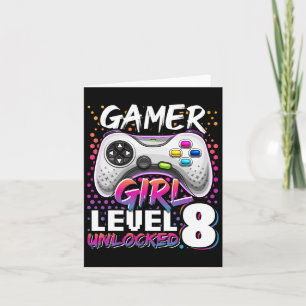 Meisje Level 8 Ontgrendeld Videogame 8e Verjaardag Kaart