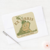 Meisje lezen boek in bloemen ex libris Sjabloon Vierkante Sticker (Envelop)
