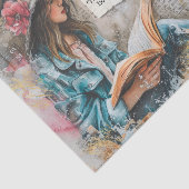 Meisje lezen  citaat Decoupage papier (Detail)