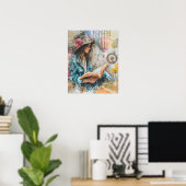 Meisje lezen collage stijl poster (Thuiskantoor)