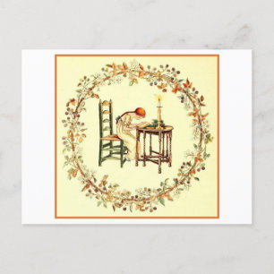 Meisje Lezen door Candlelight Briefkaart