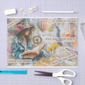 Meisje lezen met droom citaten collage decoupage tissuepapier (Craft)