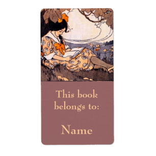 Meisje lezen onder boomkookplaat etiket