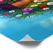 Meisje lezen onder een boom omringd door bloemen poster (Hoek)