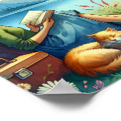 Meisje lezen van een boek onder een boom met een s poster (Hoek)