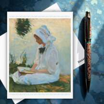 Meisje lezen via een stream, Sargent 1888