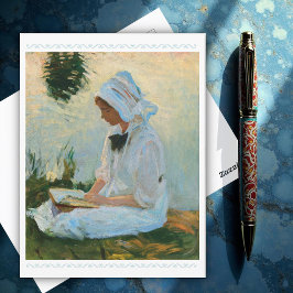 Meisje lezen via een stream, Sargent 1888 Briefkaart