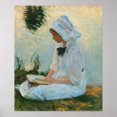 Meisje lezen via een stream, Sargent 1888 Poster (Voorkant)